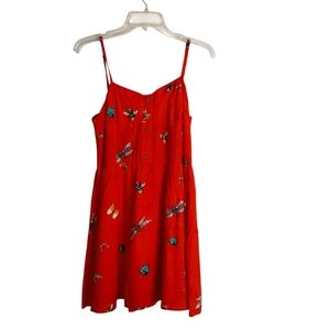 Bailey Blue - Red Sundress with Insect Print - Size M